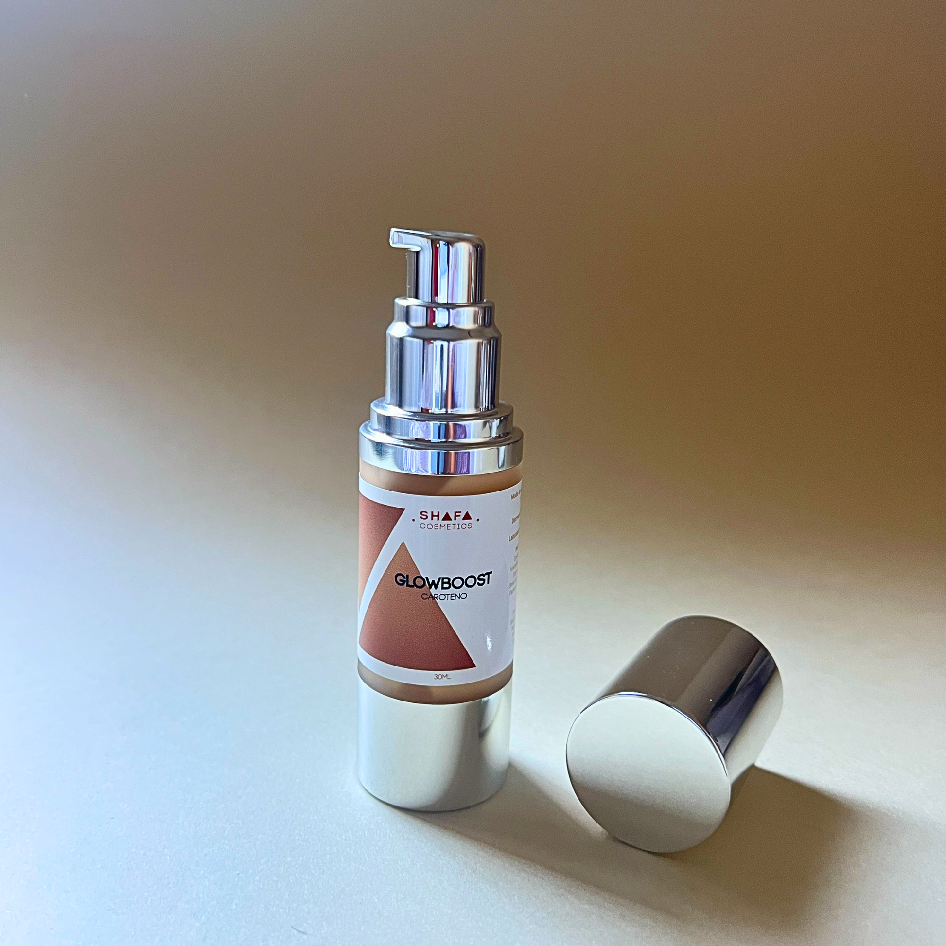 serum glowboost abierto con caroteno shafa cosmetics