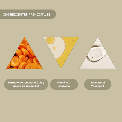 Extracto de zanahoria, vitamina c liposomal y vitamina e. Ingredientes limpiador facial dúo shafa cosmetics