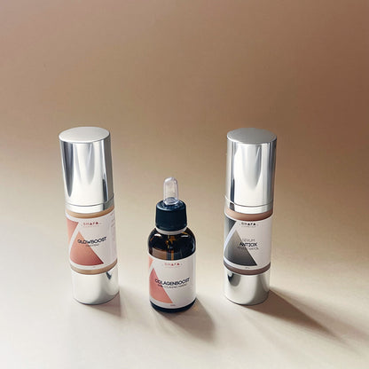 pack serums con activos concentrados shafa cosmetics. Colágeno, reseveratrol y beta carotenos